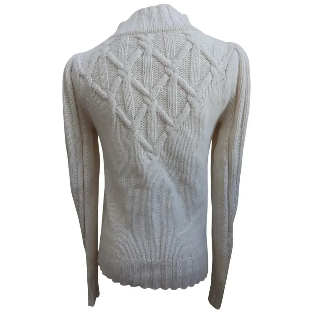 La Vie Rebecca Taylor Cable Knit Turtleneck Merino Wool Blend Sweater Size S